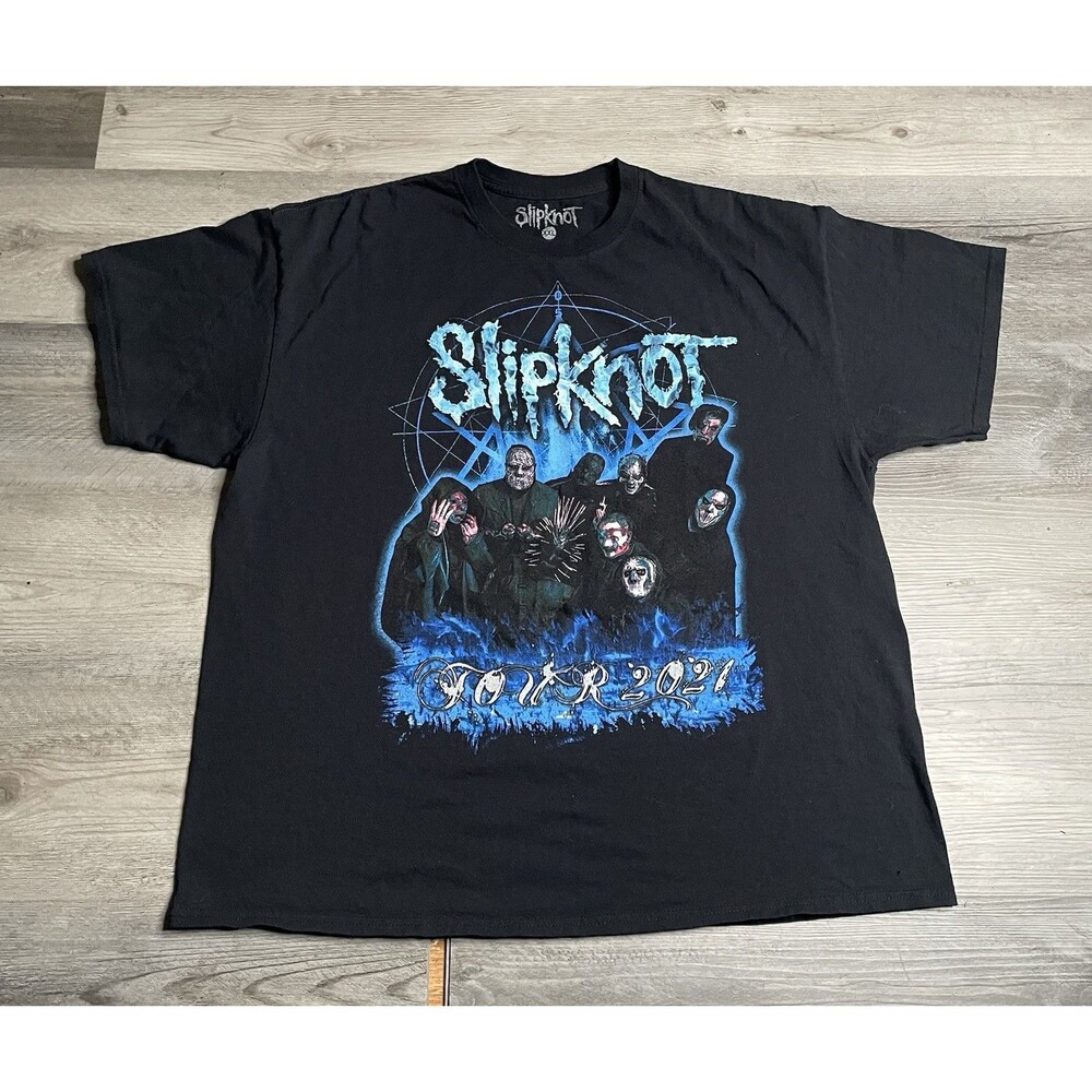 Slipknot Tour T Shirt Blue Graphic Double Sided Concert Band Tee - XXL